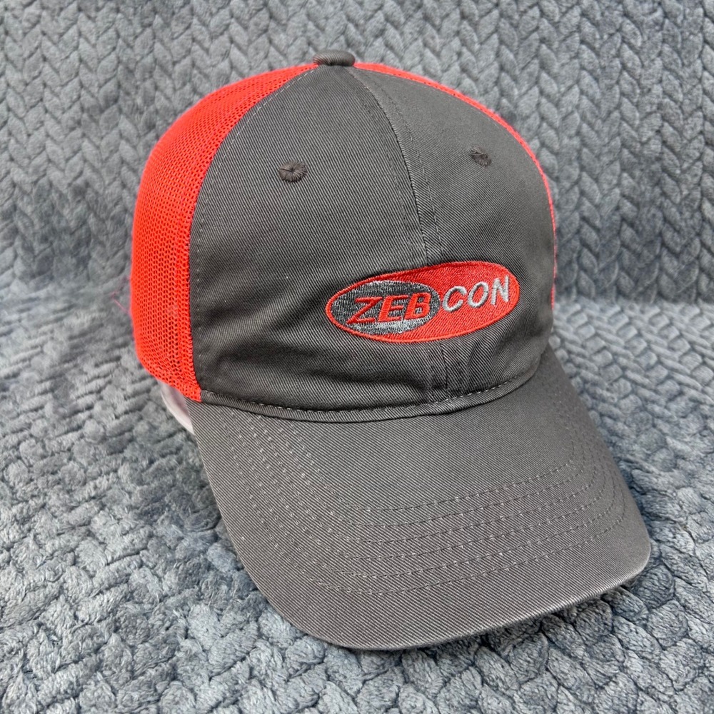 ZebCon Logo Mens Grey Orange Outdoor Cap Trucker Hat Mesh Snapback FWT-130 OSFM